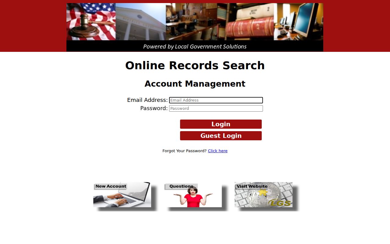 Ellis County docket search portal landing page